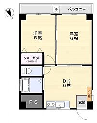 平岡ビル 3階2DKの間取り