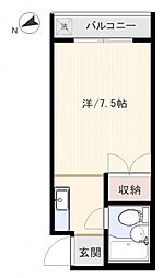 とんぼハイツ 3階ワンルームの間取り