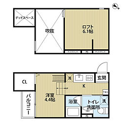 ソフィア新長田 2階1Kの間取り