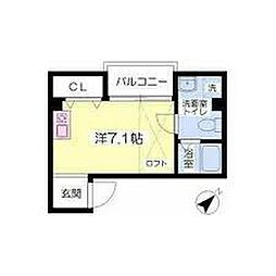 セントエルモ鷹取 4階ワンルームの間取り