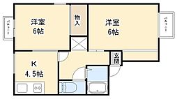 トラスト神戸 2階2DKの間取り