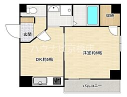 おおさか東線 JR野江駅 徒歩3分の賃貸マンション 1階1DKの間取り
