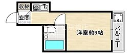 京阪本線 京橋駅 徒歩6分の賃貸マンション 2階ワンルームの間取り