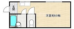 おおさか東線 JR野江駅 徒歩6分の賃貸マンション 1階ワンルームの間取り