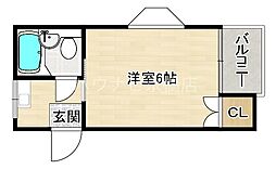 おおさか東線 JR野江駅 徒歩8分の賃貸マンション 2階ワンルームの間取り