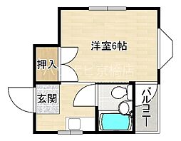おおさか東線 JR野江駅 徒歩8分の賃貸マンション 5階ワンルームの間取り