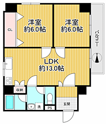 大手前ストークマンション 2LDKの間取図画像