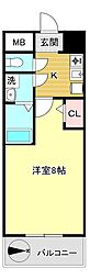 プロシード心斎橋東ヴァンターレ 1Kの間取図画像