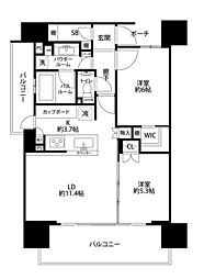 シティハウス中目黒テラス 2LDKの間取図画像