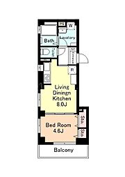 都営新宿線 浜町駅 徒歩5分の賃貸マンション 2階1LDKの間取り