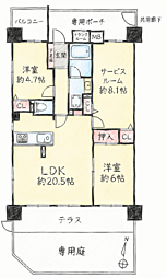 グランプレステージ西神戸ガーデンヒルズ 2SLDKの間取図画像