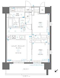 アルファレジデンシア南千住 8階2LDKの間取り