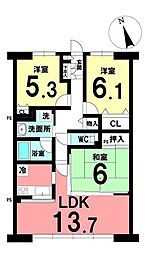 ビューネ沼津高島町 3LDKの間取図画像