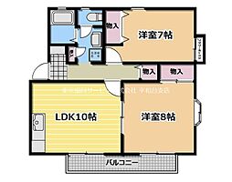 グリーンパークSA棟 2LDKの間取図画像