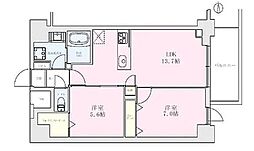 向山ガーデンレジデンス 2LDKの間取図画像
