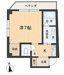 ネリキタビル 1Kの間取図画像
