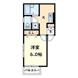 アルモアール 1Kの間取図画像