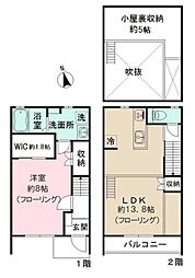 都営大江戸線 新江古田駅 徒歩10分の賃貸アパート 2階1LDKの間取り