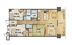 ライオンズマンション上野芝ガーデンシティ 3LDKの間取図画像