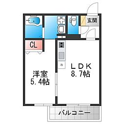 Ogar Court Fuse 3階1LDKの間取り