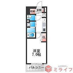 Luxe布施東 1階1Kの間取り
