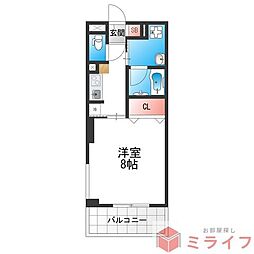 CITY　SPIRE美章園 8階1Kの間取り