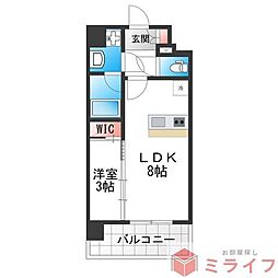 エスリードレジデンス玉造ザ・イースト 1LDKの間取図画像