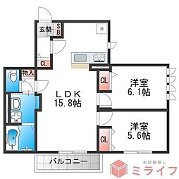 Demeure Crecia II 2LDKの間取図画像