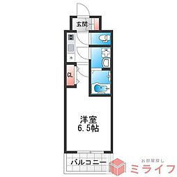 グランエクラ田島 1Kの間取図画像