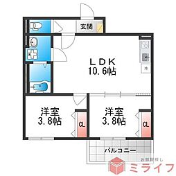 D porta granz 2LDKの間取図画像