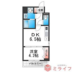 メイクス天王寺南 1DKの間取図画像