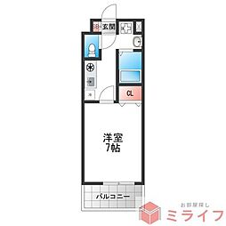 M'PLAZA今里弐番館 1Kの間取図画像