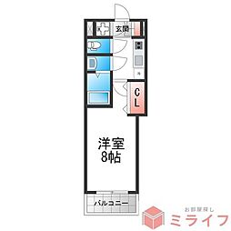 プラ・ディオ新深江 1Kの間取図画像