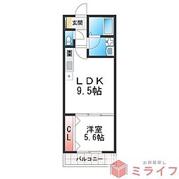 アート長瀬A 1LDKの間取図画像