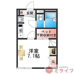 レオパレスラパン 1Kの間取図画像