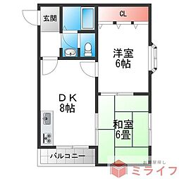 アーバンライフ巽 2DKの間取図画像