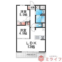 アトリエール堺寺地町 2LDKの間取図画像
