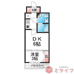 セレニテオズ北巽 1DKの間取図画像