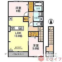 ファミーユD希3 2LDKの間取図画像