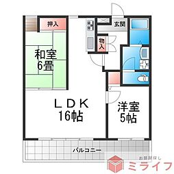 清川六番館 2LDKの間取図画像