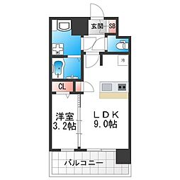 プレサンス緑橋ソレアス 13階1LDKの間取り