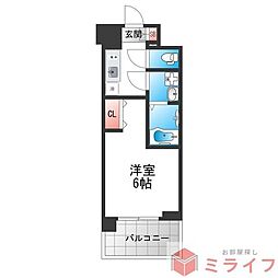 エスリードザ・グレア大阪 1Kの間取図画像