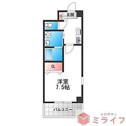 ルミエール平野 1Kの間取図画像