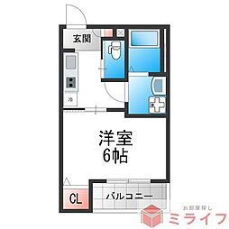 J'sGarden 1Kの間取図画像