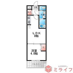 アッシュメゾン加美正覚寺6 1LDKの間取図画像