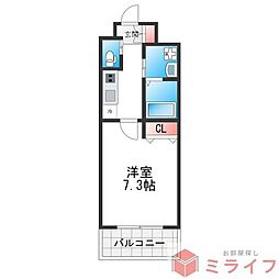 クローバー・グランデ田辺駅前 1Kの間取図画像