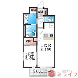 スプランディッド堺東DUE 1LDKの間取図画像