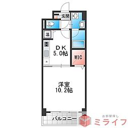 グランコートヒグチ 1DKの間取図画像