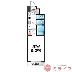 プレデコート北田辺 1Kの間取図画像