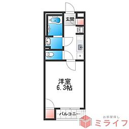 セカンドユーアイ 1Kの間取図画像